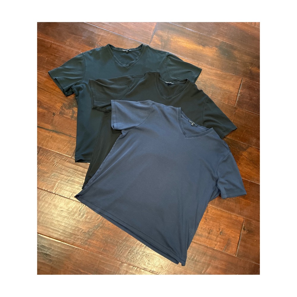 Robert‎ Barakett V-Neck T-Shirt Mens XXL 23336V Navy Black 3-Pack Pima Cotton
